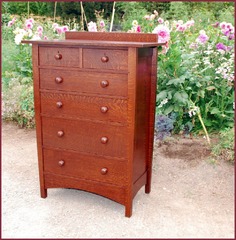 Our model #814B, same form, but with two half drawers at the top and 4 drawers below, for a total of 6 drawers. (The top two drawers on this highboy were ordered with optional locks at an additional cost). 